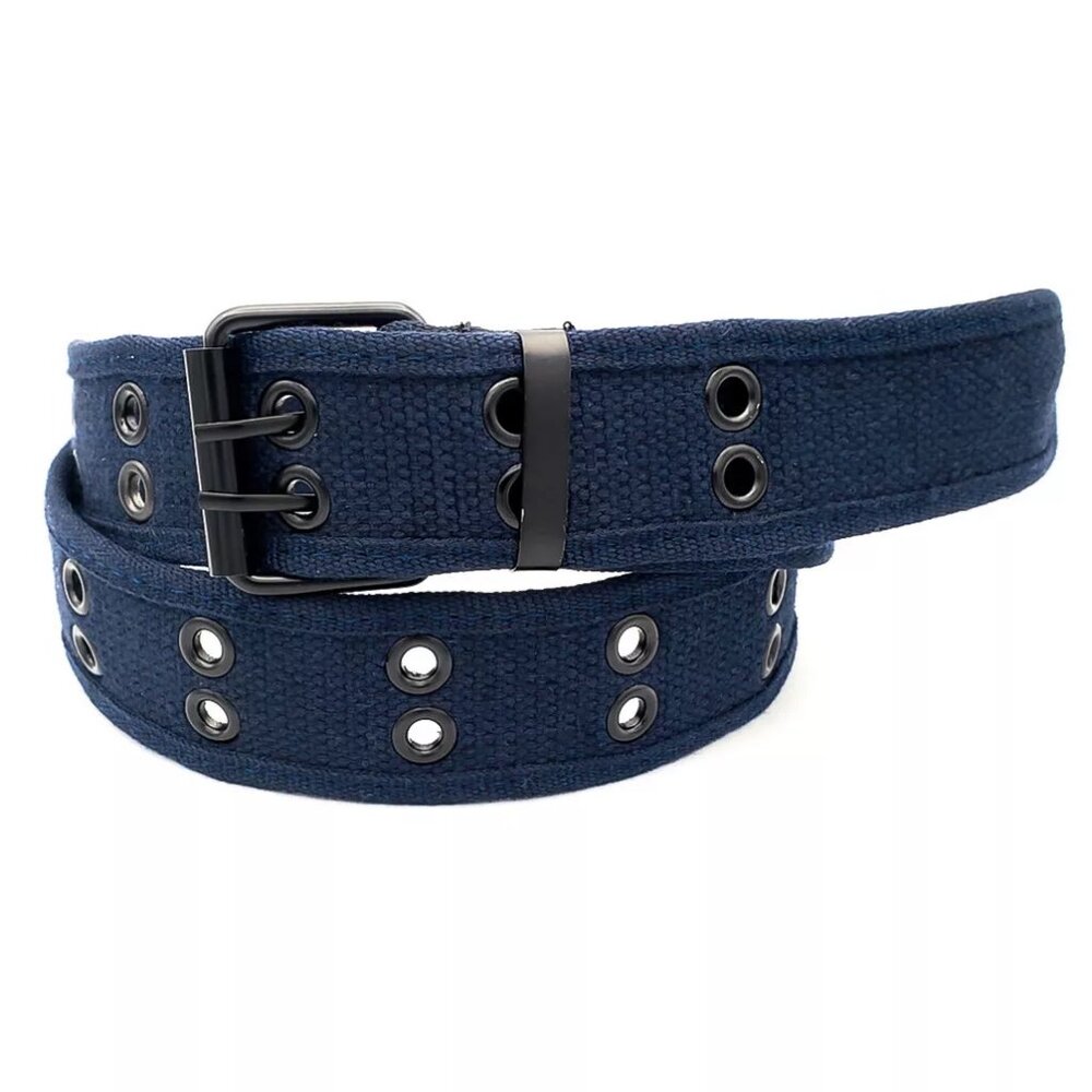 New Navy Blue 2 Holes Row Grommet Canvas Fabric Web Belt Size Small